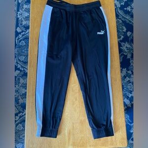 Puma Tricot pants black with white stripe. Size L.